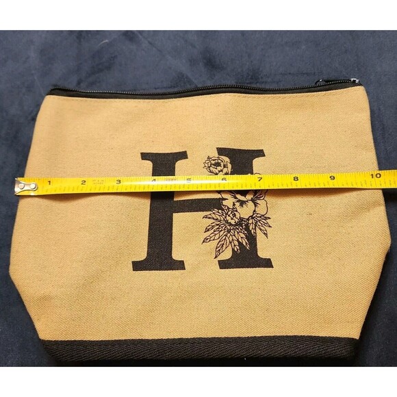 Monogrammed Initial Letter H Canvas Tote Makeup Beach Bag Sun Hat Gift Set Box - Picture 7 of 16